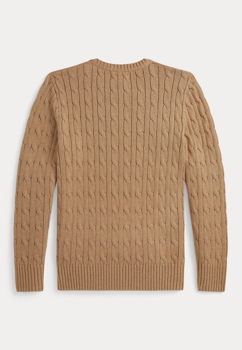 Cable Knit Sweater Long Camel Jumper Shirt Collared Cable Knit