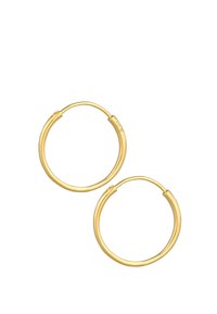 Boucles d'oreilles en or en forme de cercle avec une finition lisse et polie. Elles sont dotées d'un design de fermoir simple pour un port sûr.