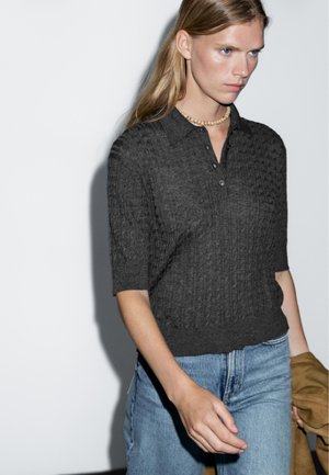 Massimo Dutti ELBOW SLEEVES WITH POLO COLLAR - Poloshirts - grey