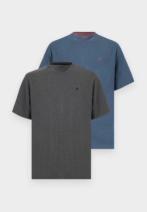 JJEPAULOS TEE CREW NECK 2 PACK - T-shirt basique - dark grey melange/denim blue