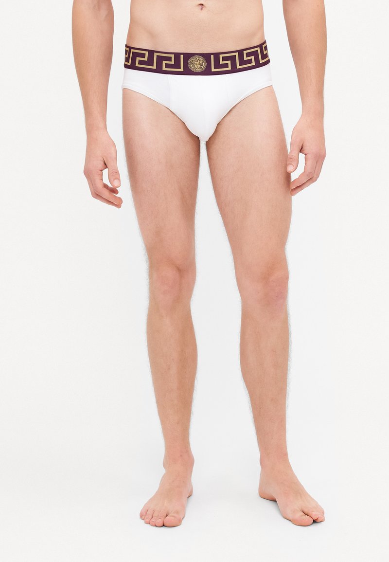 Versace - UNDERPANTS LOW RISE TOPEKA NEW LOGO - Slip - white/dark aubergine/gold, Agrandir