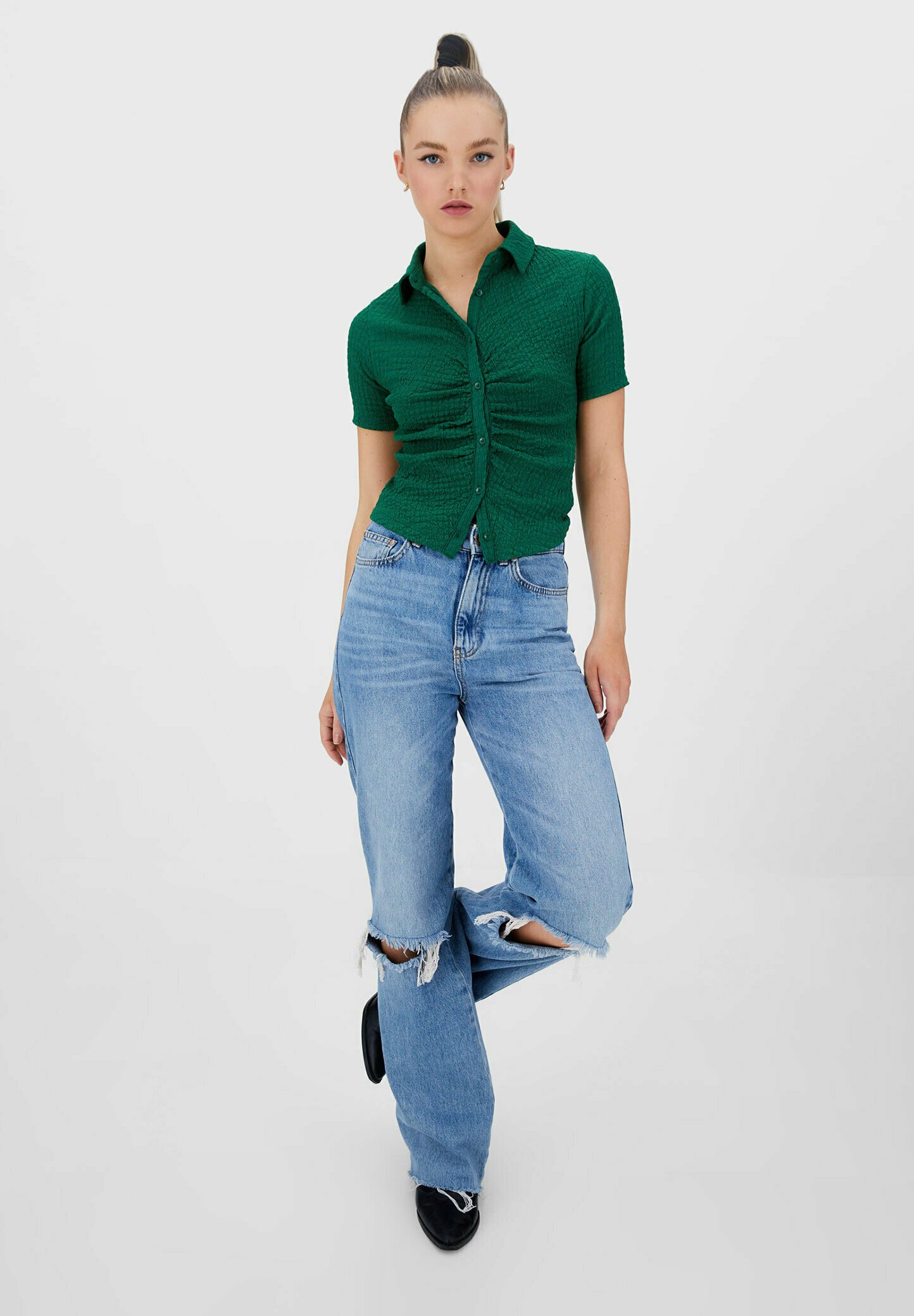 Stradivarius GERAFFTES - Camicia - mottled green/verde screziato -  Zalando.it
