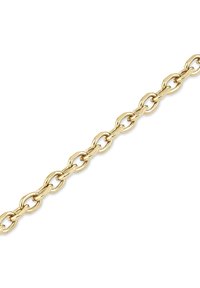 Gouden kettingarmband met afwisselend grote en kleine ovale schakels op een witte achtergrond.