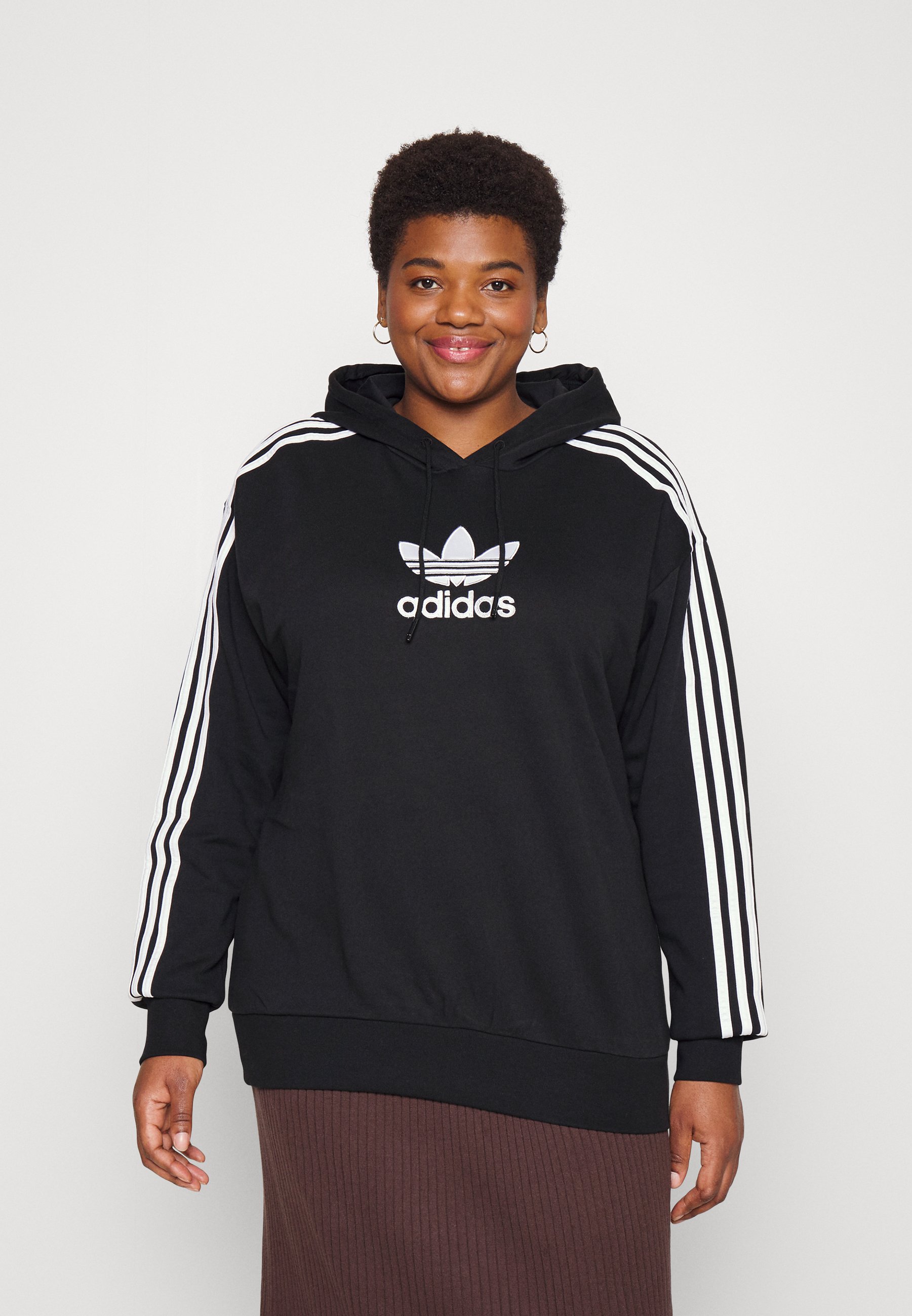 adidas originals trefoil tape crop hoodie