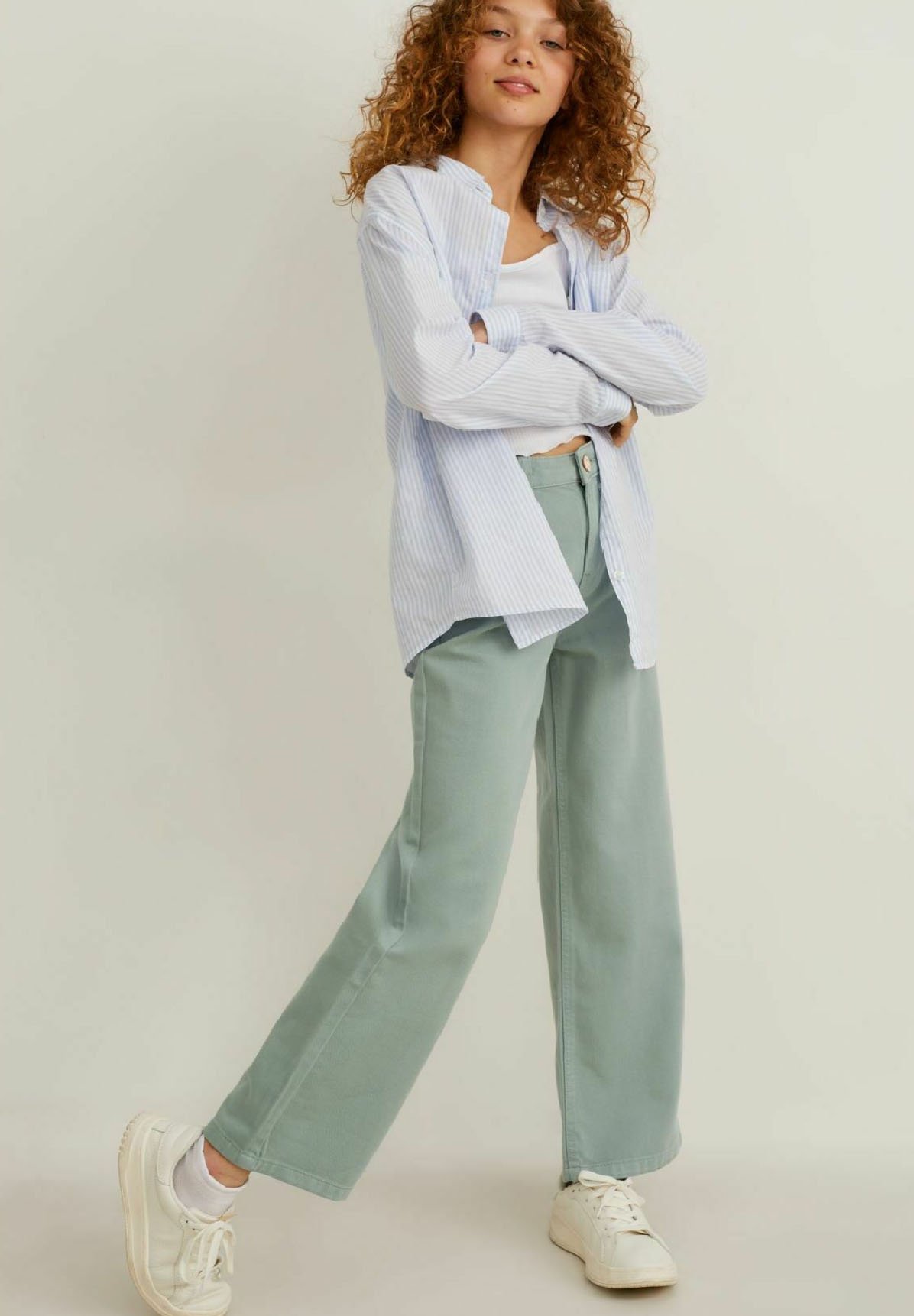 C\u0026A Flared Jeans - green/mint - Zalando.de