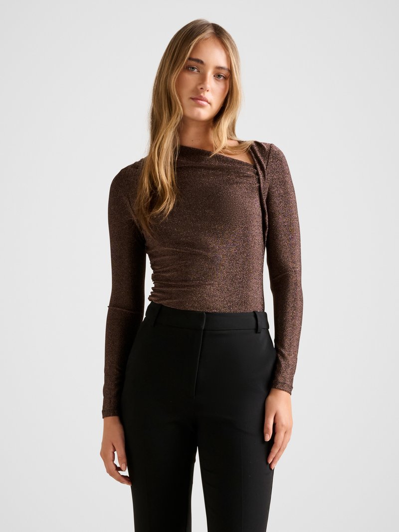 Forever New ROMA GLITTER - Bluză cu mânecă lungă - dark bronze