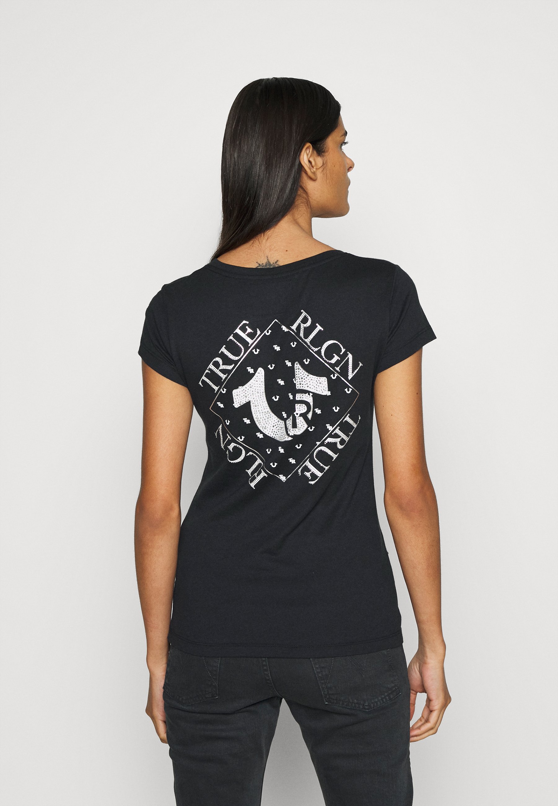 True Religion VNECK TEE FOIL LOGO 