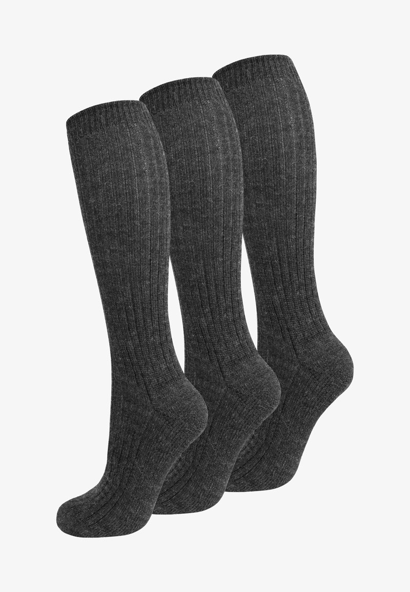 Normani KNEE HIGH PURE WOOL 3 PACK - Kniestrümpfe - anthrazitmelange