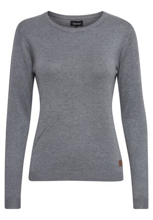 Grå långärmad tröja i mjukt material. Har en rund halsringning och en liten märkestagg längst ner till vänster. Regular fit design.