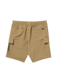 Lichte cargoshorts met elastische tailleband, twee zijzakken en twee achterzakken. Bevat een klein label op de tailleband.