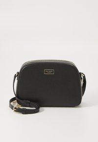 Borsa a tracolla nera realizzata in materiale testurizzato, con forma arrotondata, cerniera dorata e tracolla regolabile e rimovibile.