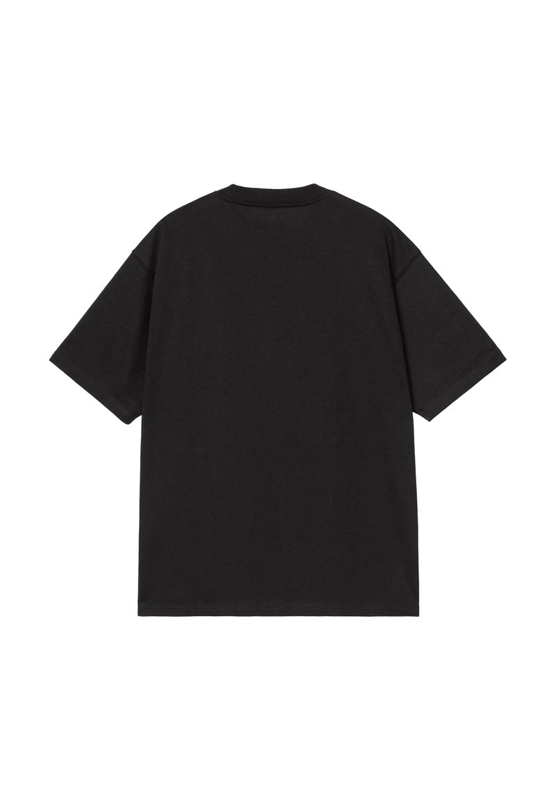 T-shirt nera a maniche corte realizzata in morbido cotone. Presenta un collo rotondo e una vestibilità comoda con una texture liscia. Nessun logo o motivo visibile.