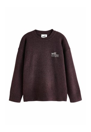 Self., KNITTED LONGLINE CREW JUMPER - Striktrøje - chocolate brown