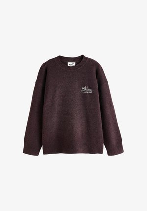 Self., KNITTED LONGLINE CREW JUMPER - Striktrøje - chocolate brown