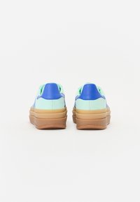 Sneakers med syntetiska ovandelar i blått och mintgrönt, med en tjock sål av gummigummi och vadderad häl för stöd.