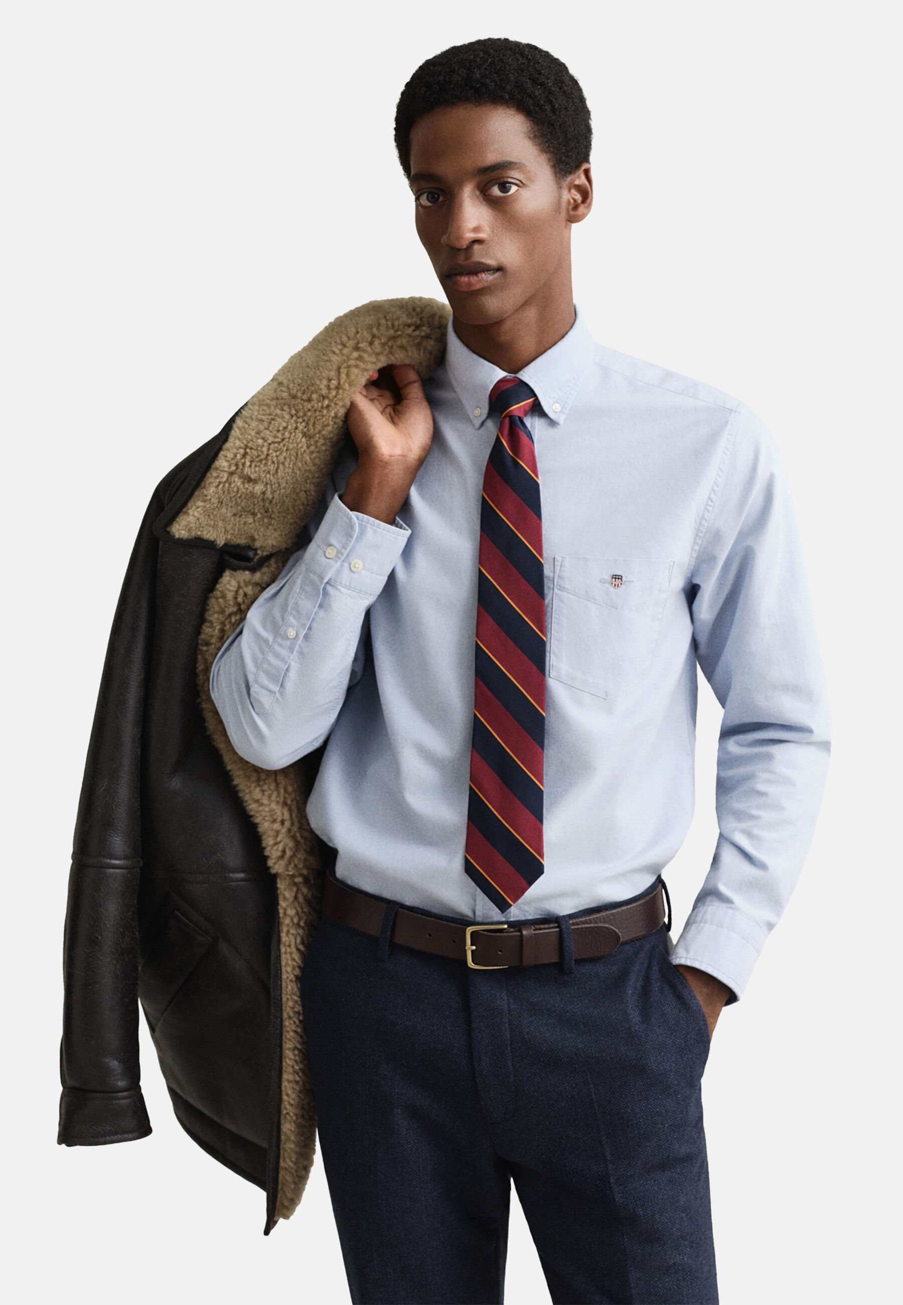 GANT Camicia Oxford Regular Fit Uomo - Manica Lunga, Blu Capri, Taglia M, Cotone