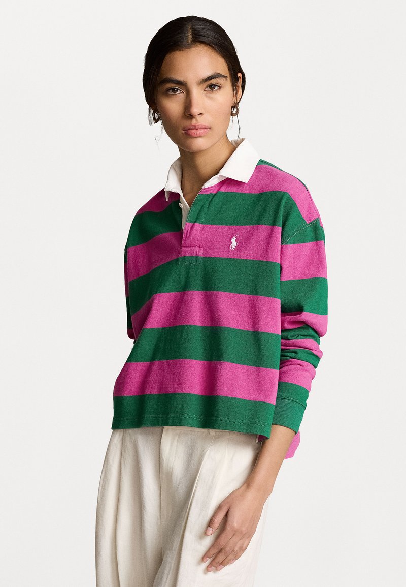 Polo Ralph Lauren RUGBY LONG SLEEVE - Μπλούζα με μακριά μανίκια - vermont green/vivid pink