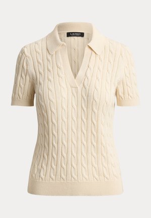 Lauren Ralph Lauren, CABLE COTTON-BLEND SHORT-SLEEVE - Polosärk - mascarpone cream