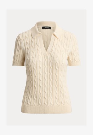 Lauren Ralph Lauren, CABLE COTTON-BLEND SHORT-SLEEVE - Polosärk - mascarpone cream