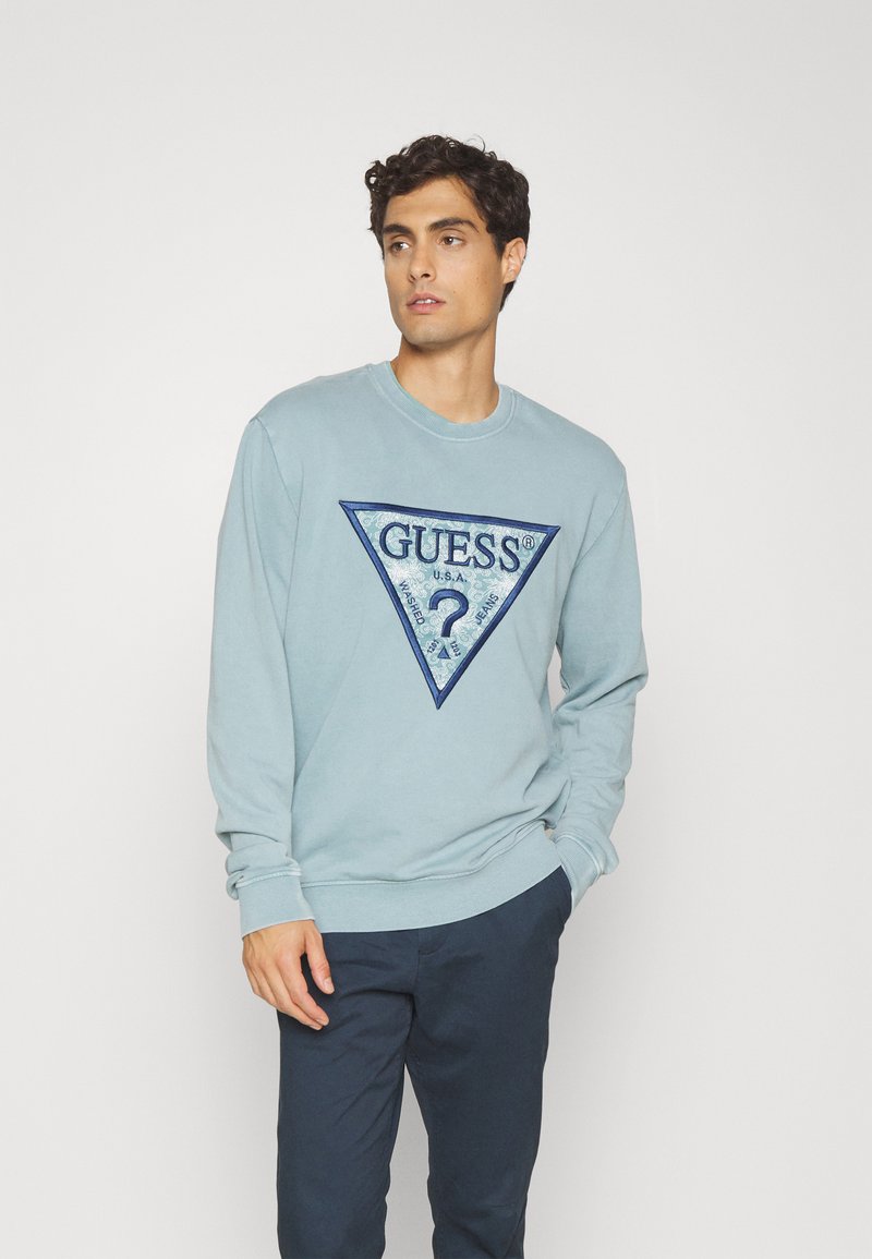 90'S Guess printed sweatshirt, made in the USA, men's size L, vintage cotton navy blue type Vintage Second Hand