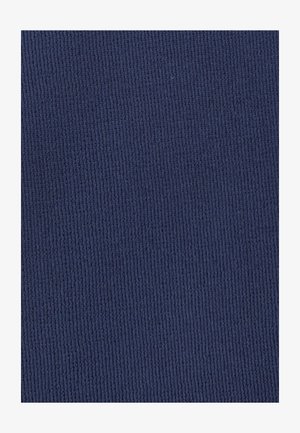 Tessuto rigato blu scuro con una consistenza morbida, caratterizzato da linee verticali e una finitura uniforme. Adatto per diverse applicazioni tessili.