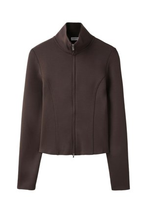 Stradivarius, FITTED ZIP-UP SWEATSHIRT - Felpa con zip - brown