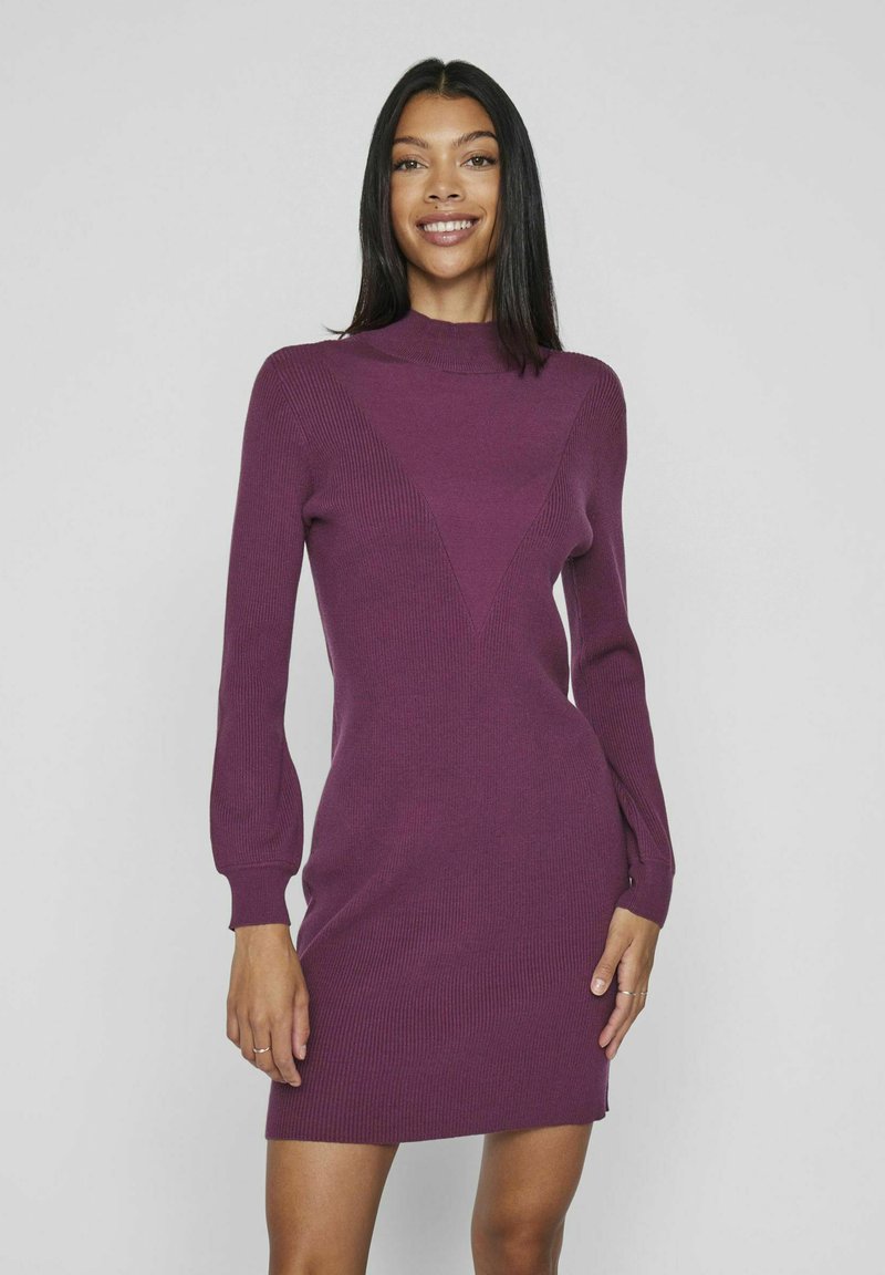 VILA HIGH NECK - Laisvo kirpimo suknelė - burgundy