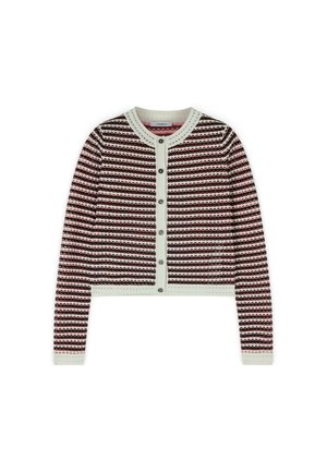 Motivi, CARDIGAN IN MAGLIA TRAFORATA A RIGHE - Cardigan - bianco