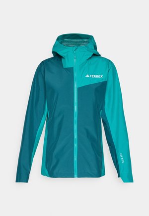 Adidas Terrex RAIN  - Vodotesná bunda - mystery green/pure teal