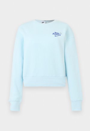 Ανοιχτό γαλάζιο cropped φούτερ με μακριά μανίκια και ριμπ τελειώματα στα μανίκια και στη μέση, με μικρό κείμενο και λογότυπο «Nike Summer» στο στήθος.