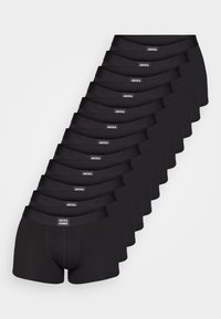 Caleçons boxers noirs disposés en rang, avec une large ceinture élastique arborant le logo "JACK & JONES" en évidence.