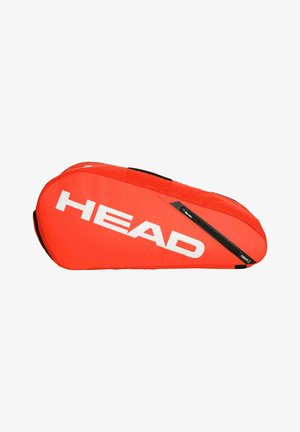 Fel oranje HEAD tennisracket draagtas met een zwart ritsvak en een "Tour 12" label op een witte achtergrond.