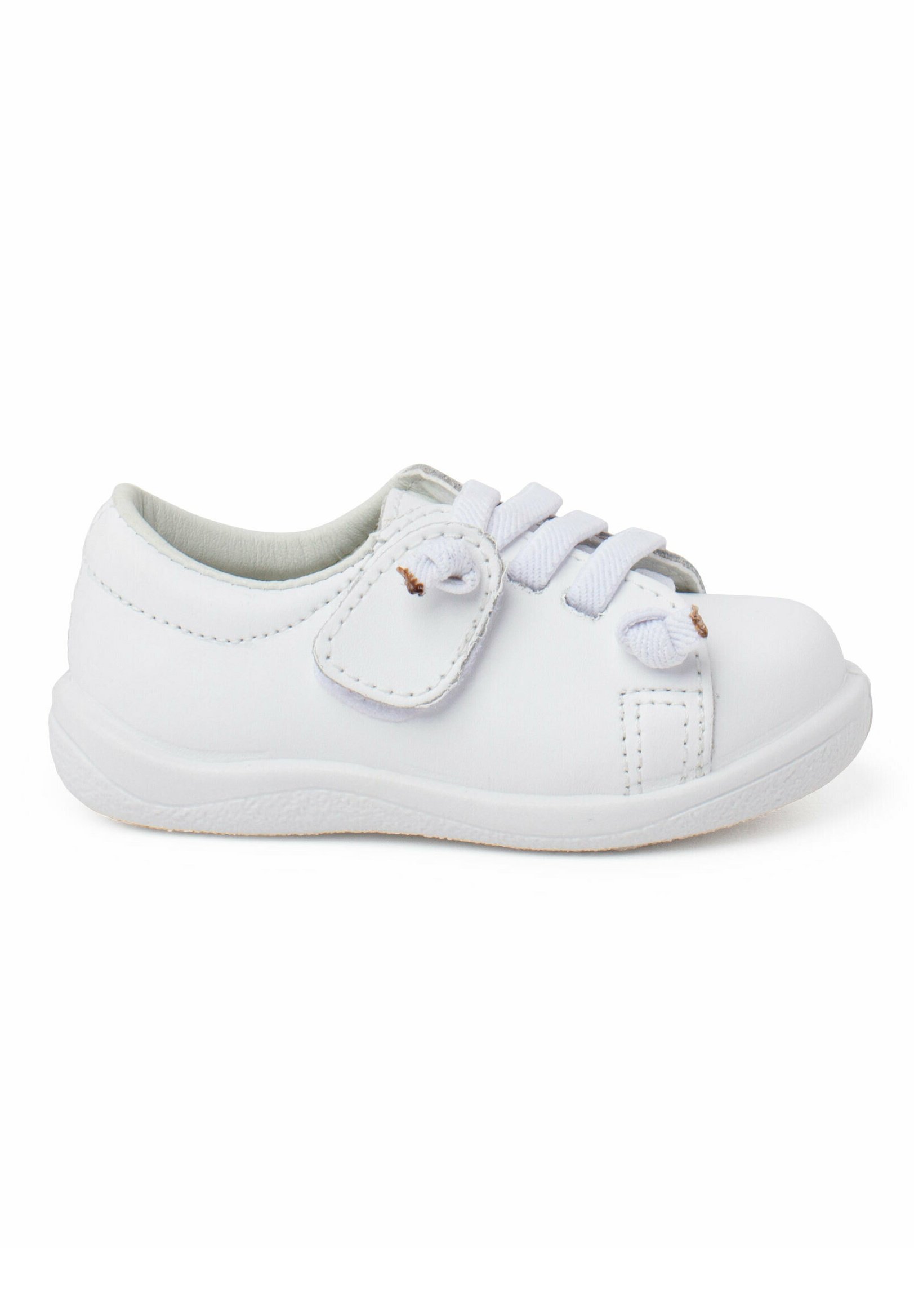 Zapatillas Infantiles Pisamonas Con Rayas Laterales - Blancas, Doble Cordón (blanco Y A Juego), Suela Flexible, Para Niños Y Niñas
