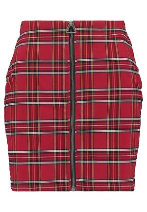 LADIES SHORT CHECKER SKIRT - Mini skirts  - red/black