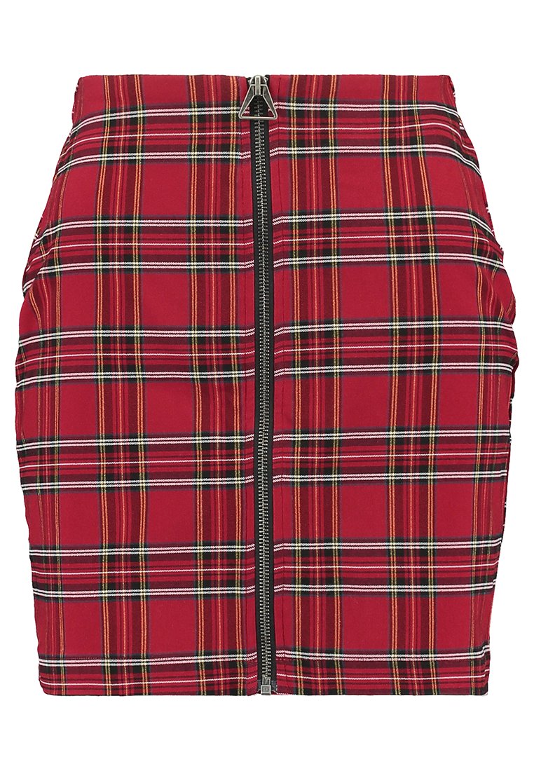 Urban Classics LADIES SHORT CHECKER SKIRT - Mini skirt - red/black/red ...