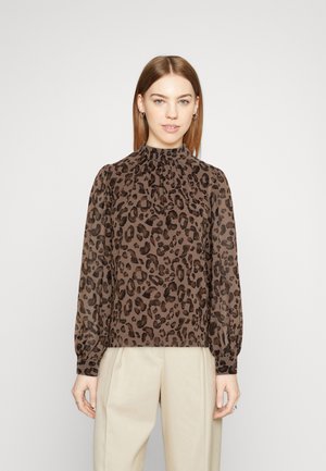 Object JMILA L/S HIGH NECK NOOS - Blouse - dark earth/black