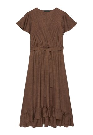 Fiorella Rubino, VESITO LUNGO CON SCOLLO A V INCROCIATO - Day dress - marrone