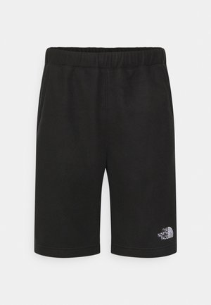 Schwarze knielange Shorts mit elastischem Bund und The North Face-Logo am unteren linken Bein.