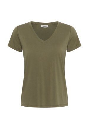 Soaked in Luxury, SLCOLUMBINE V-NECK SHORT SLEEVE - T-shirt basique - dusky green