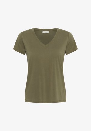 Soaked in Luxury, SLCOLUMBINE V-NECK SHORT SLEEVE - T-shirt basique - dusky green