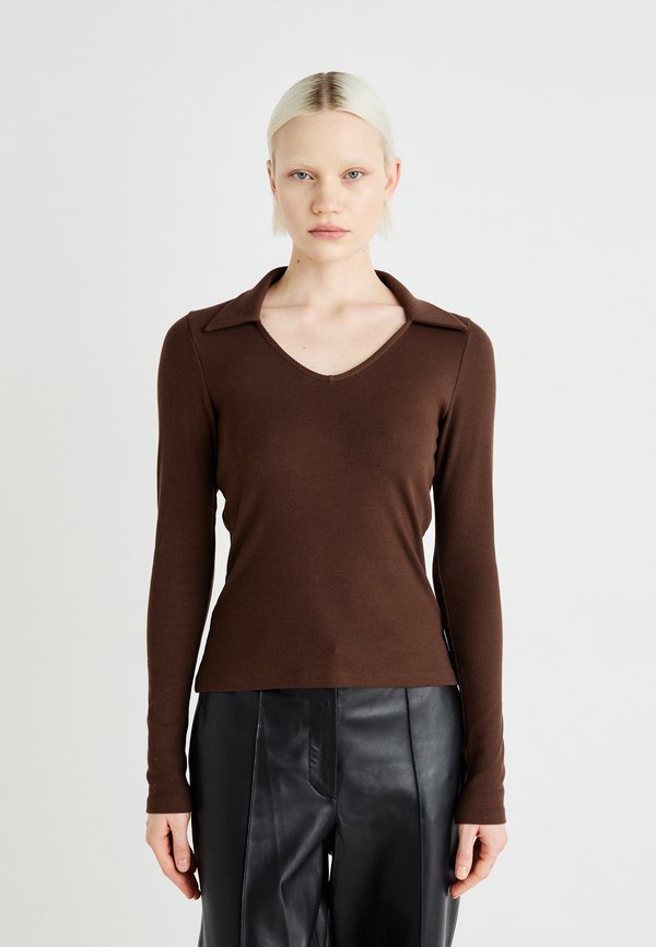PCNIKITA VNECK  - Long sleeved top - chicory coffee