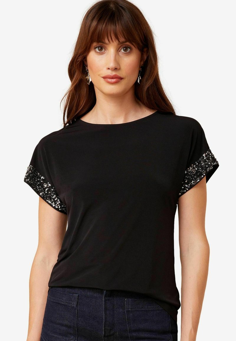 Love & Roses SEQUIN CUFF REGULAR FIT - Triko s potiskem - black