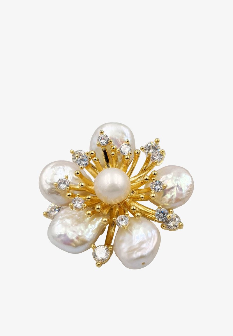 HEBE JEWELS FLOWER - Spilla - weiß goldfarben