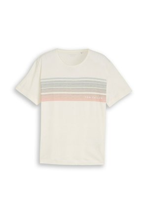 TOM TAILOR, TOM TAILOR T-SHIRT T-SHIRT MIT PRINT AUF DER BRUST - T-Shirt print - gardenia white