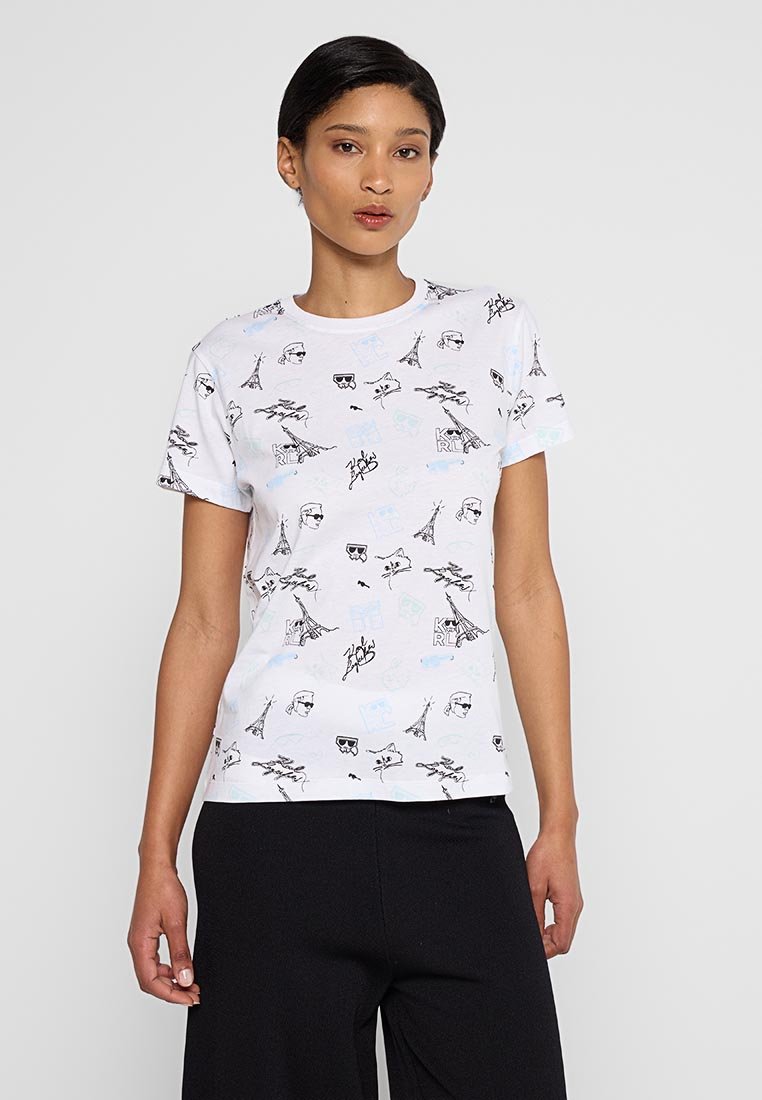 Karl Lagerfeld T-shirt print wit Karl Lagerfeld T-shirt print wit