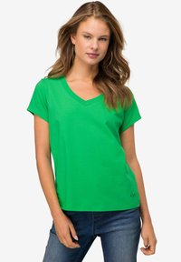 LAURASØN KLEINER KNOTEN V-AUSSCHNITT HALBARM - Camiseta básica - green