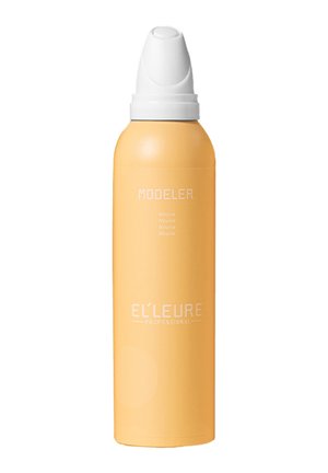 Yellow cylindrical mousse bottle with white cap labeled "MODELER" and "EL'LEURE PROFESSIONAL" on a white background.