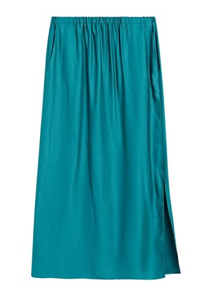 Massimo Dutti, SATIN MIDI SKIRT WITH POCKETS - Jupe trapèze - dark blue