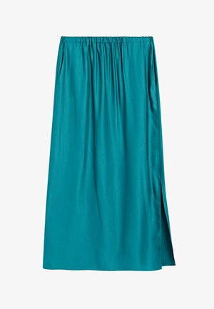 Massimo Dutti, SATIN MIDI SKIRT WITH POCKETS - Jupe trapèze - dark blue