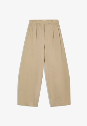 Bershka, BARREL WITH DARTS - TROUSERS - Broek - beige